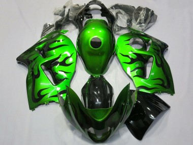 Shop 1996-2007 Suzuki GSXR 1300 Motorcycle Fairing - Green Black Flame