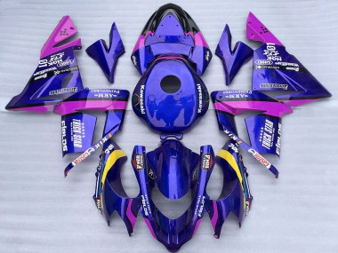 Shop 2004-2005 Kawasaki ZX10R Motorcycle Fairings - Blue and Pink Trick Star