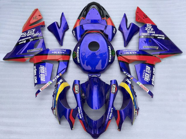 2004-2005 Kawasaki ZX10R Motorcycle Fairings - Blue and Red Trick Star
