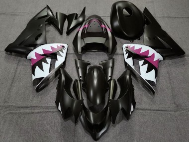Shop 2004-2005 Kawasaki ZX10R Motorcycle Fairings - Matte Black and Pink Shark