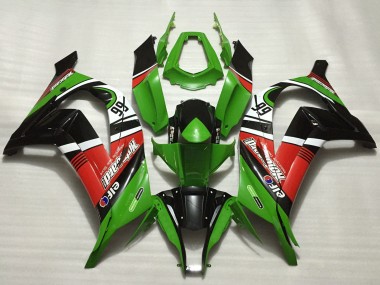Shop 2011-2015 Kawasaki ZX10R Motorcycle Fairings - Green Red White Black Elf Motocard 66