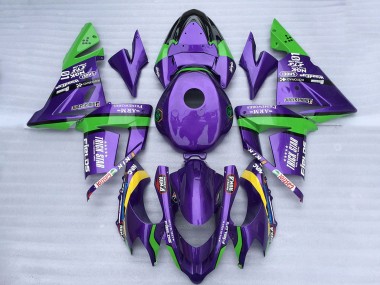 Shop 2004-2005 Kawasaki ZX10R Motorcycle Fairings - Green Purple Trick Star