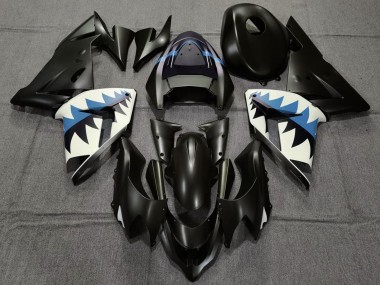 Shop 2004-2005 Kawasaki ZX10R Motorcycle Fairings - Matte Black and Light Blue Shark