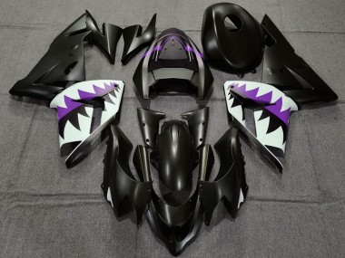 Shop 2004-2005 Kawasaki ZX10R Motorcycle Fairings - Matte Black and Purple Shark
