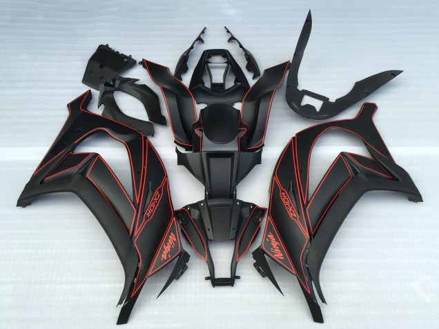 2011-2015 Kawasaki ZX10R Motorcycle Fairings - Matte Black Red