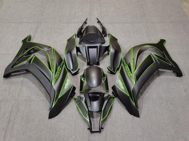 Shop 2011-2015 Kawasaki ZX10R Motorcycle Fairings - Matte Black Green Lining