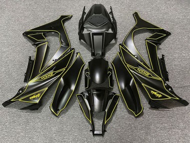 Shop 2011-2015 Kawasaki ZX10R Motorcycle Fairings - Matte Black Yellow Lining