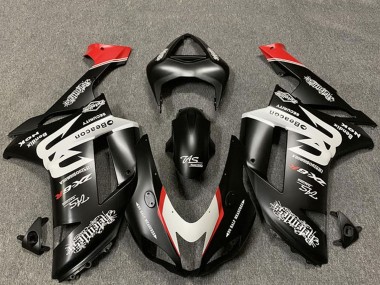 Shop 2007-2008 Kawasaki ZX6R Motorcycle Fairings - Custom Matte Black White Red