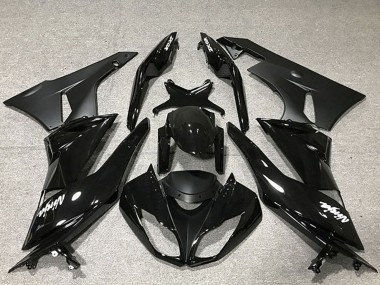 Shop 2009-2012 Kawasaki ZX6R Motorcycle Fairing - Glossy Black Matte Black