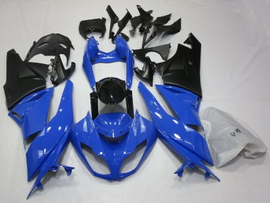 Shop 2009-2012 Kawasaki ZX6R Motorcycle Fairings - Blue Glossy Black Matte Black