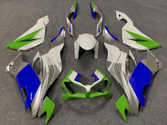 2019-2022 Kawasaki ZX6R Motorcycle Fairings - White Silver Green Blue