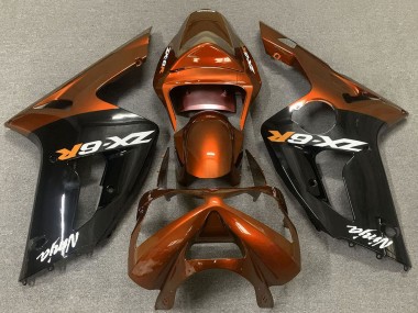 Shop 2003-2004 Kawasaki ZX6R Motorcycle Fairings - Orange Glossy Black
