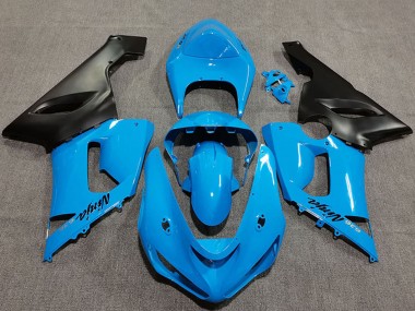 Shop 2005-2006 Kawasaki ZX6R Motorcycle Fairings - Vibrant Blue Matte Black