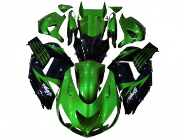 Shop 2006-2011 Kawasaki ZX14R Motorcycle Fairing - Green Glossy Black White Ninja