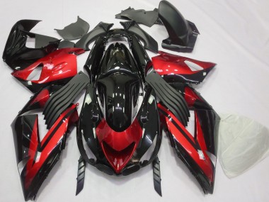 Shop 2006-2011 Kawasaki ZX14R Motorcycle Fairings - Red Glossy Black Stripe