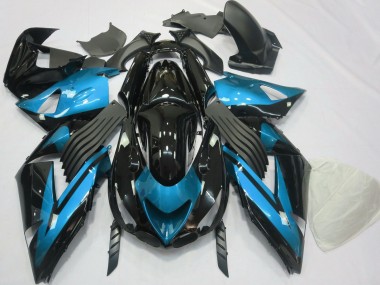 Shop 2006-2011 Kawasaki ZX14R Motorcycle Fairings - Light Blue Glossy Black