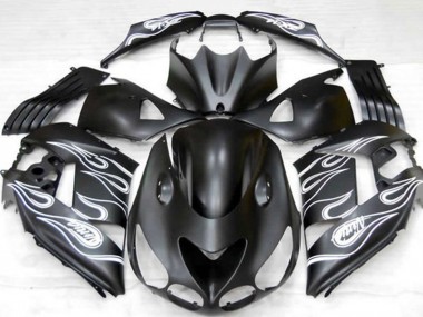 Shop 2006-2011 Kawasaki ZX14R Motorcycle Fairings - Matte Black Silver Flame