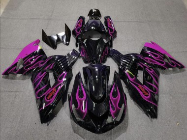 Shop 2006-2011 Kawasaki ZX14R Motorcycle Fairing - Glossy Black Purple Flame