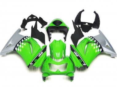 Shop 2008-2012 Kawasaki Ninja 250 Motorcycle Fairings - Green Silver Black
