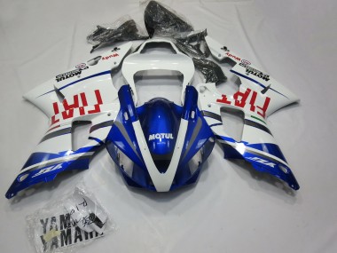 Shop 2000-2001 Yamaha R1 Motorcycle Fairings - White Blue Red Fiat Motul