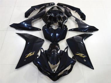 Shop 2007-2008 Yamaha R1 Motorcycle Fairings - Glossy Black Dark Blue Gold Decal
