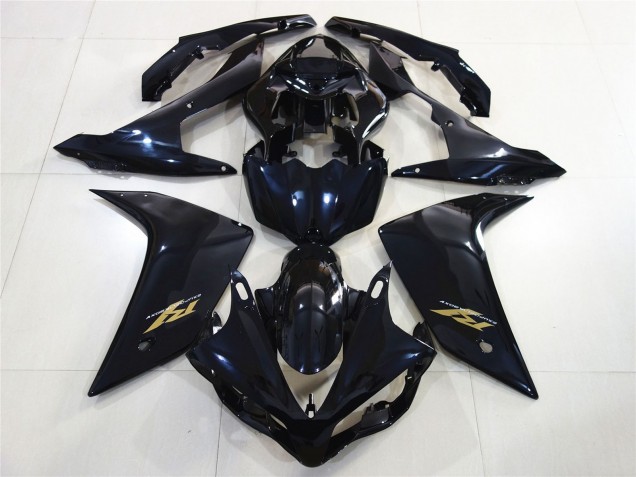 2007-2008 Yamaha R1 Motorcycle Fairings - Glossy Black Dark Blue Gold Decal