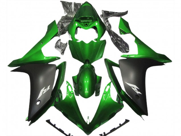 2007-2008 Yamaha R1 Motorcycle Fairing - Green Matte Black