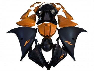 Shop 2012-2014 Yamaha R1 Motorcycle Fairings - Glossy Black Matte Black Orange