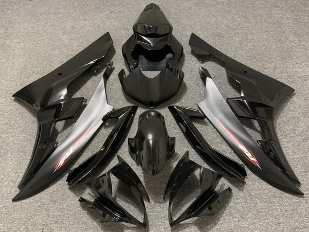 2006-2007 Yamaha R6 Motorcycle Fairings - Glossy Black Silver
