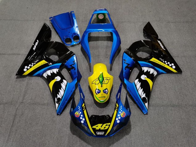 1998-2002 Yamaha R6 Motorcycle Fairings - Blue Yellow Black Shark 46