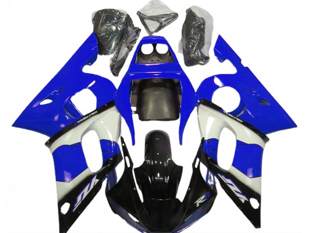 1998-2002 Yamaha R6 Motorcycle Fairings - Blue White Glossy Black