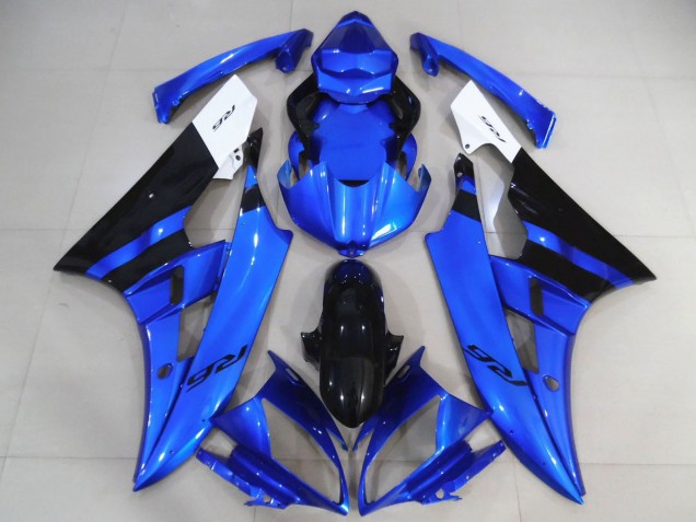 2006-2007 Yamaha R6 Motorcycle Fairings - White Blue Glossy Black