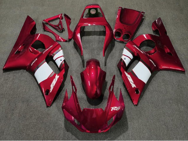 1998-2002 Yamaha R6 Motorcycle Fairing - Red White