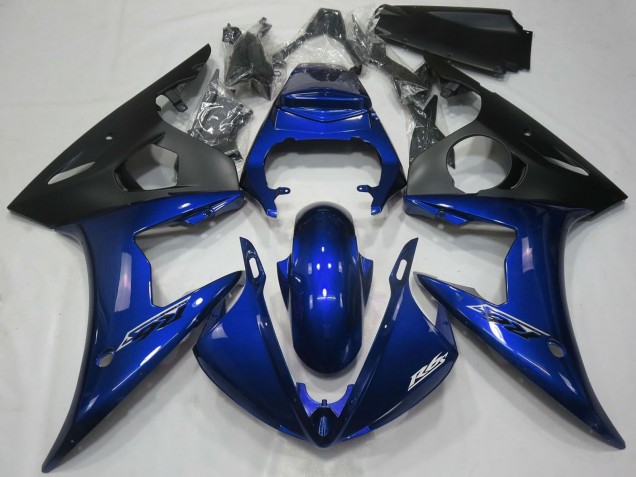 2005 Yamaha R6 Motorcycle Fairings - Dark Blue Matte Black