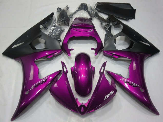 2005 Yamaha R6 Motorcycle Fairings - Dark Pink Matte Black