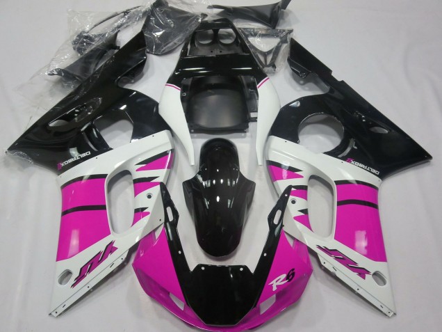 1998-2002 Yamaha R6 Motorcycle Fairings - White Pink Glossy Black
