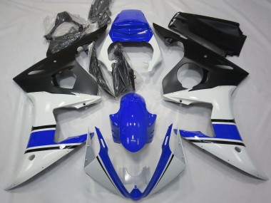 Shop 2003-2004 Yamaha R6 Motorcycle Fairings - White Blue Matte Black
