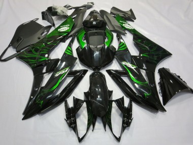 Shop 2006-2007 Yamaha R6 Motorcycle Fairings - Glossy Black Green Flame