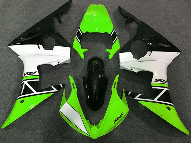 2003-2004 Yamaha R6 Motorcycle Fairings - Green White Glossy Black