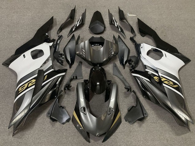 2017-2025 Yamaha R6 Motorcycle Fairings - White Grey Glossy Black Gold