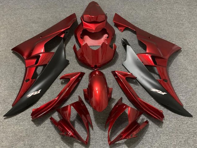 2006-2007 Yamaha R6 Motorcycle Fairings - Red Matte Black