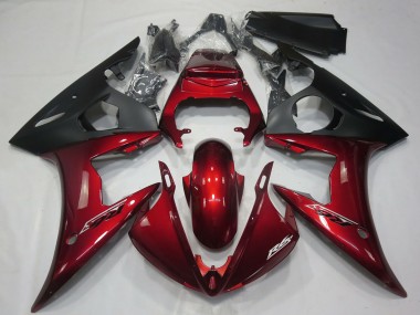 Shop 2005 Yamaha R6 Motorcycle Fairings - Dark Red Matte Black
