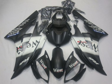 Shop 2006-2007 Yamaha R6 Motorcycle Fairings - Matte Black White West Michelin