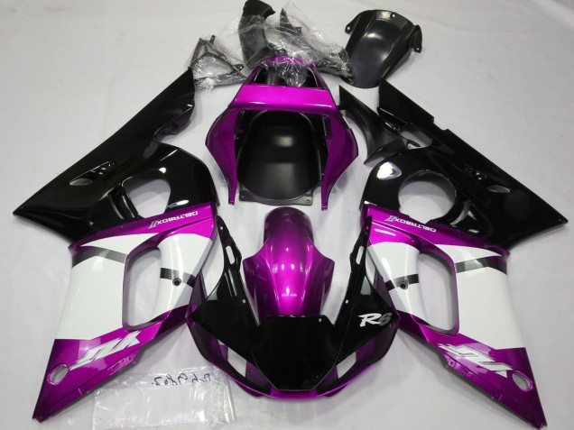 1998-2002 Yamaha R6 Motorcycle Fairings - Purple White Glossy Black