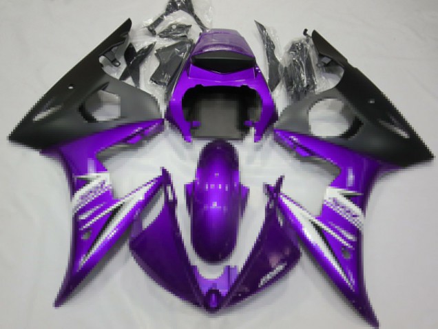 2003-2004 Yamaha R6 Motorcycle Fairings - Purple White Matte Black