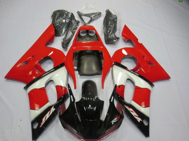 1998-2002 Yamaha R6 Motorcycle Fairings - Red White Glossy Black
