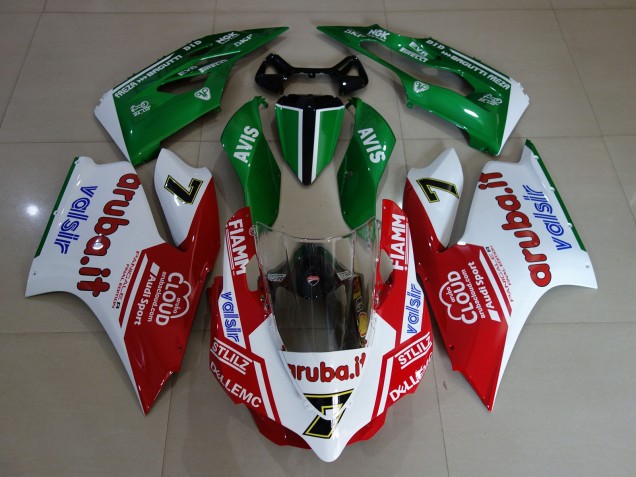 2011-2014 Ducati 899 1199 Motorcycle Fairings - White Red Green Fiamm 7