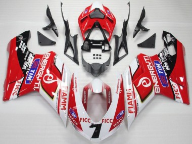 Shop 2007-2014 Ducati 848 1098 1198 Motorcycle Fairings - White Red Blue Glossy Black Ficc Fiamm 7