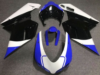 Shop 2007-2014 Ducati 848 1098 1198 Motorcycle Fairing - White Blue Glossy Black