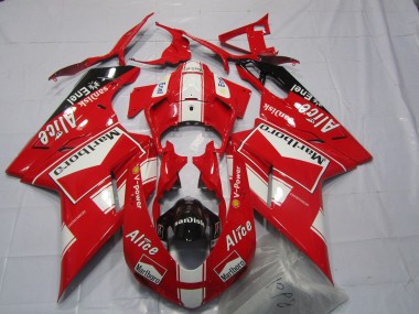 Shop 2007-2014 Ducati 848 1098 1198 Motorcycle Fairings - White Red Glossy Black Marlboro Alice